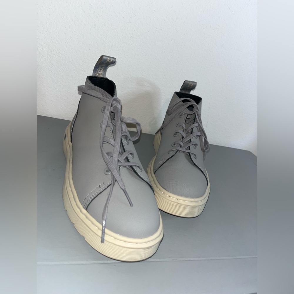Dr Martens Baynes Chukka Monkey Grey Canvas Mid Ankle Combat LaceBoots Sz 9 Rare